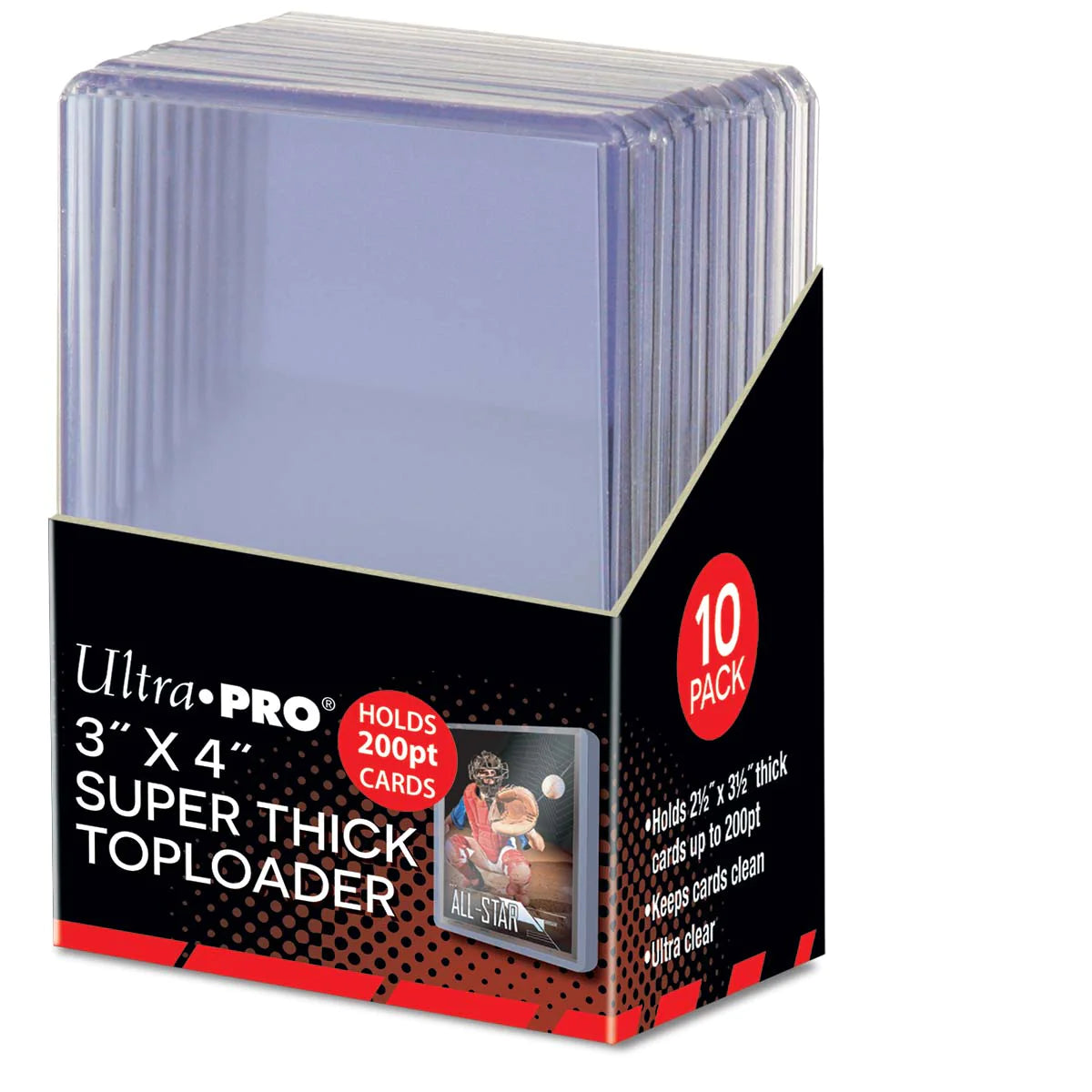 Ultra Pro 3&quot; x 4&quot; Super Thick 200 pt Clear Regular Toploader 10ct Pack