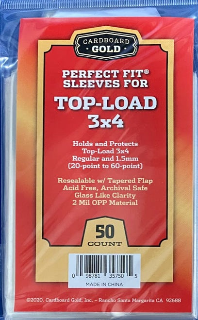 Cardboard Gold Perfect Fit Sleeves For Top-Load 3x4 (20pt to 60pt) -  Sports-card-zone