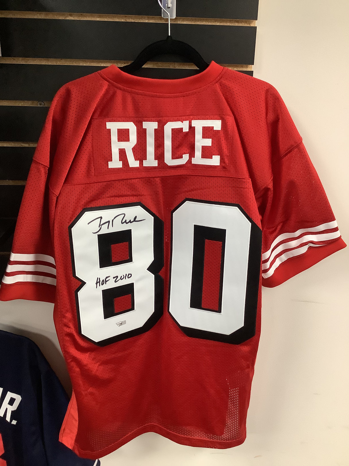 Jerry Rice San Francisco 49ers Autographed Red Mitchell &amp; Ness Authentic Jersey with &quot;HOF 2010&quot; Inscription