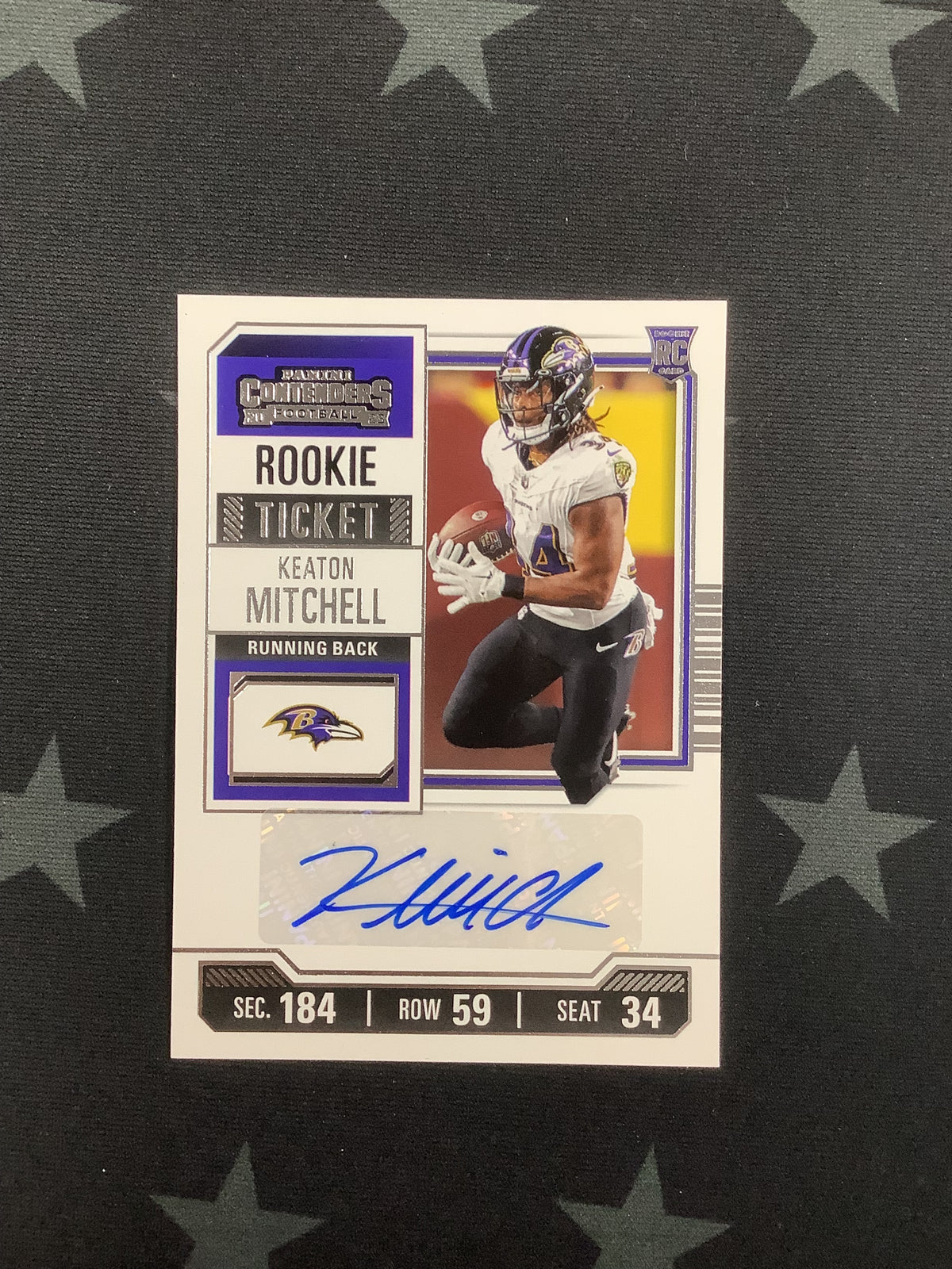 2023 Panini Contenders Rookie Ticket Auto Keaton Mitchell RC #248 Ravens