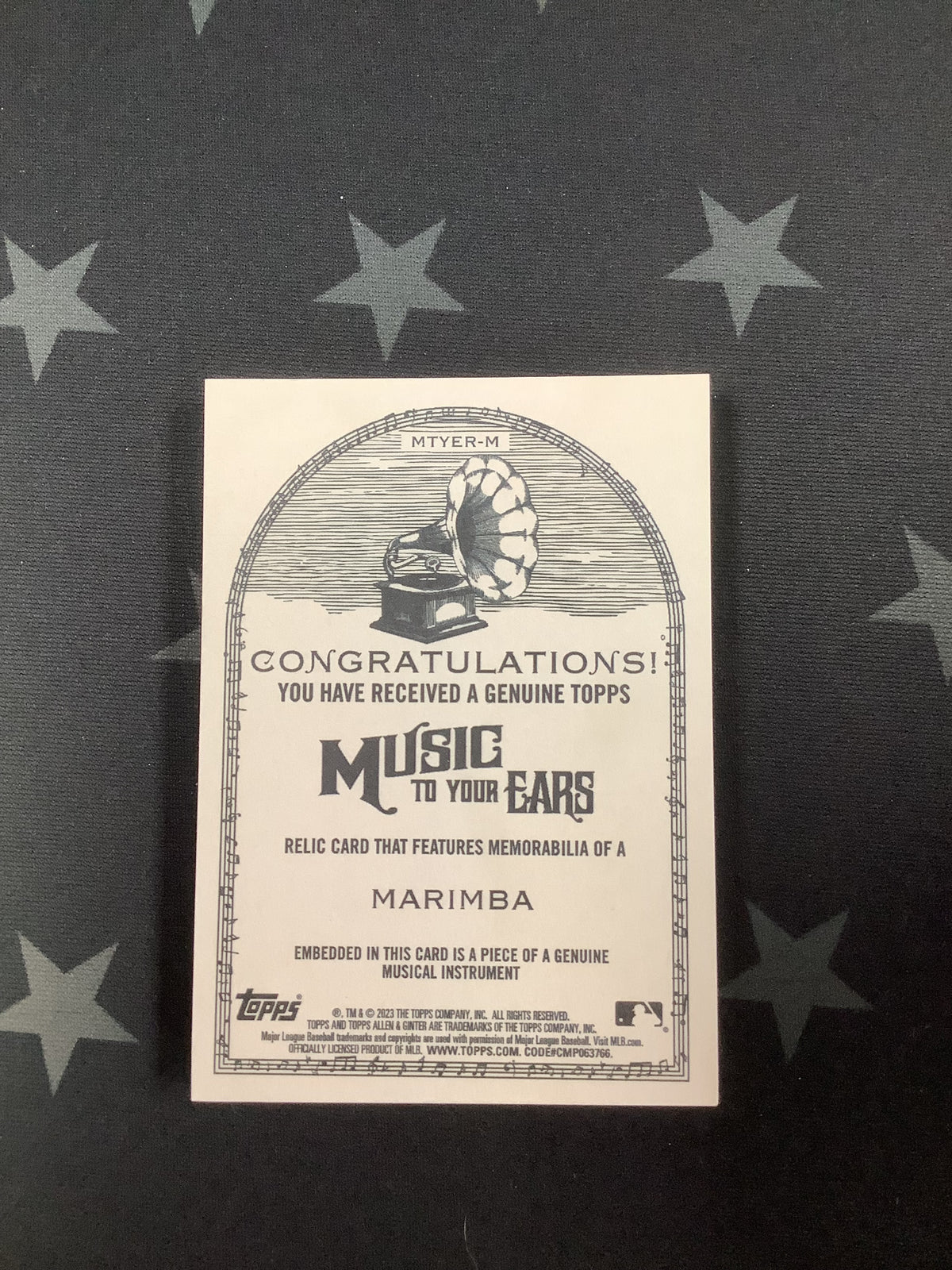 2023 TOPPS ALLEN &amp; GINTER MUSIC TO YOUR EARS MUSICAL INSTRUMENT MARIMBA RELIC CARD 67/200 NO.MTYER-M