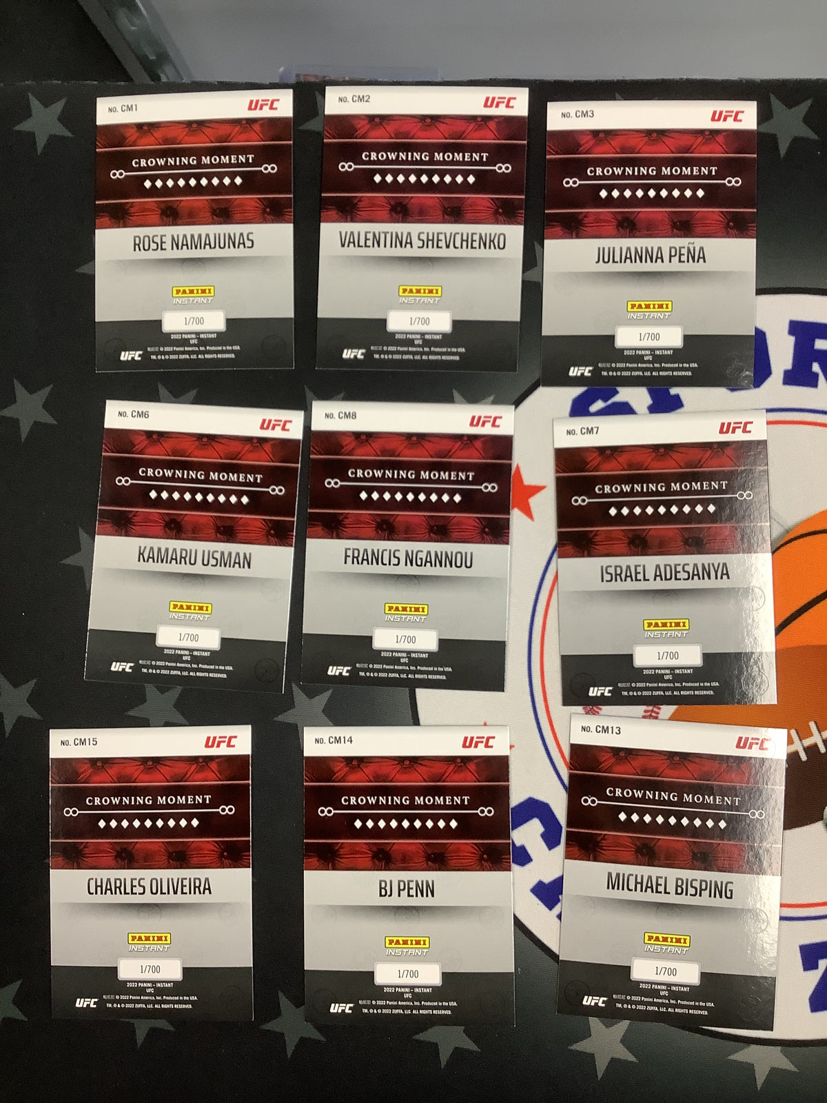 2022 PANINI INSTANT CROWNING MOMENT UFC COMPLETE SET 1-18