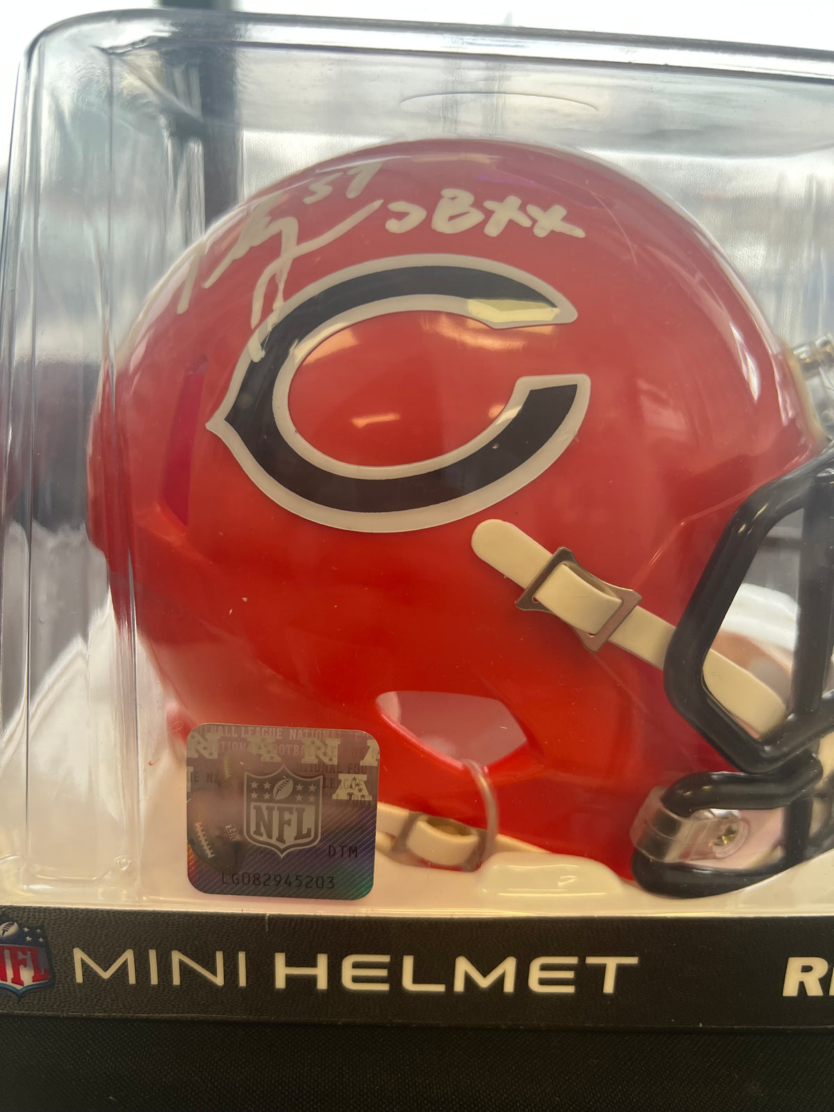 Tom Thayer "SB XX" Signed Riddell Orange Mini Helmet - JSA Certified