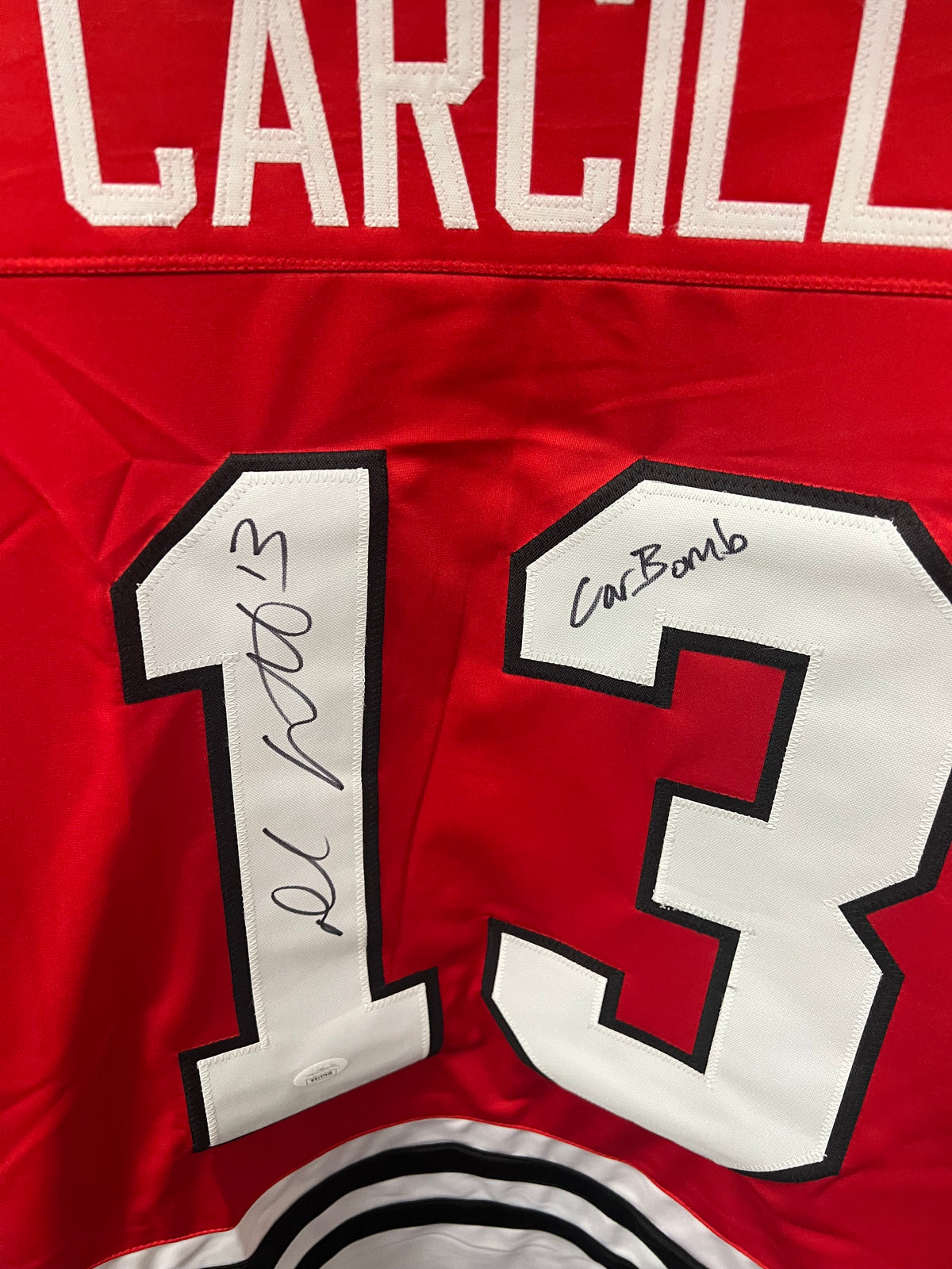 Daniel Carcillo Autographed Jersey "Car Bomb" Inscribed w/ JSA COA