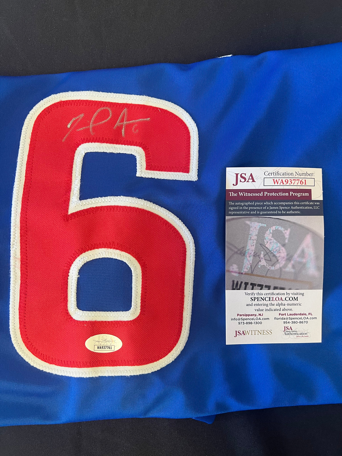 Miguel Amaya Autographed Baseball Jersey JSA COA Silver Ink
