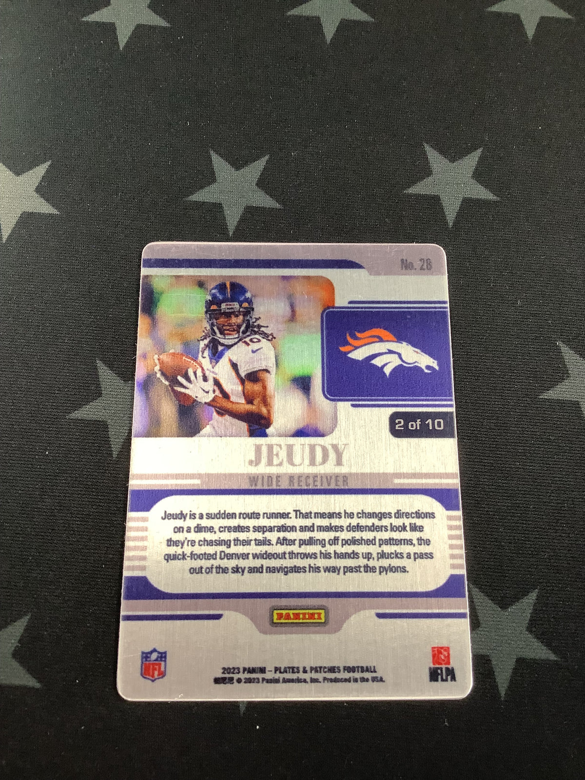 2023 JERRY JEUDY PLATES AND PATCHES FOOTBALL METAL GOLD #2/10