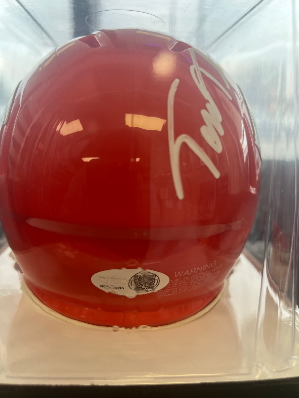 Tom Thayer "SB XX" Signed Riddell Orange Mini Helmet - JSA Certified