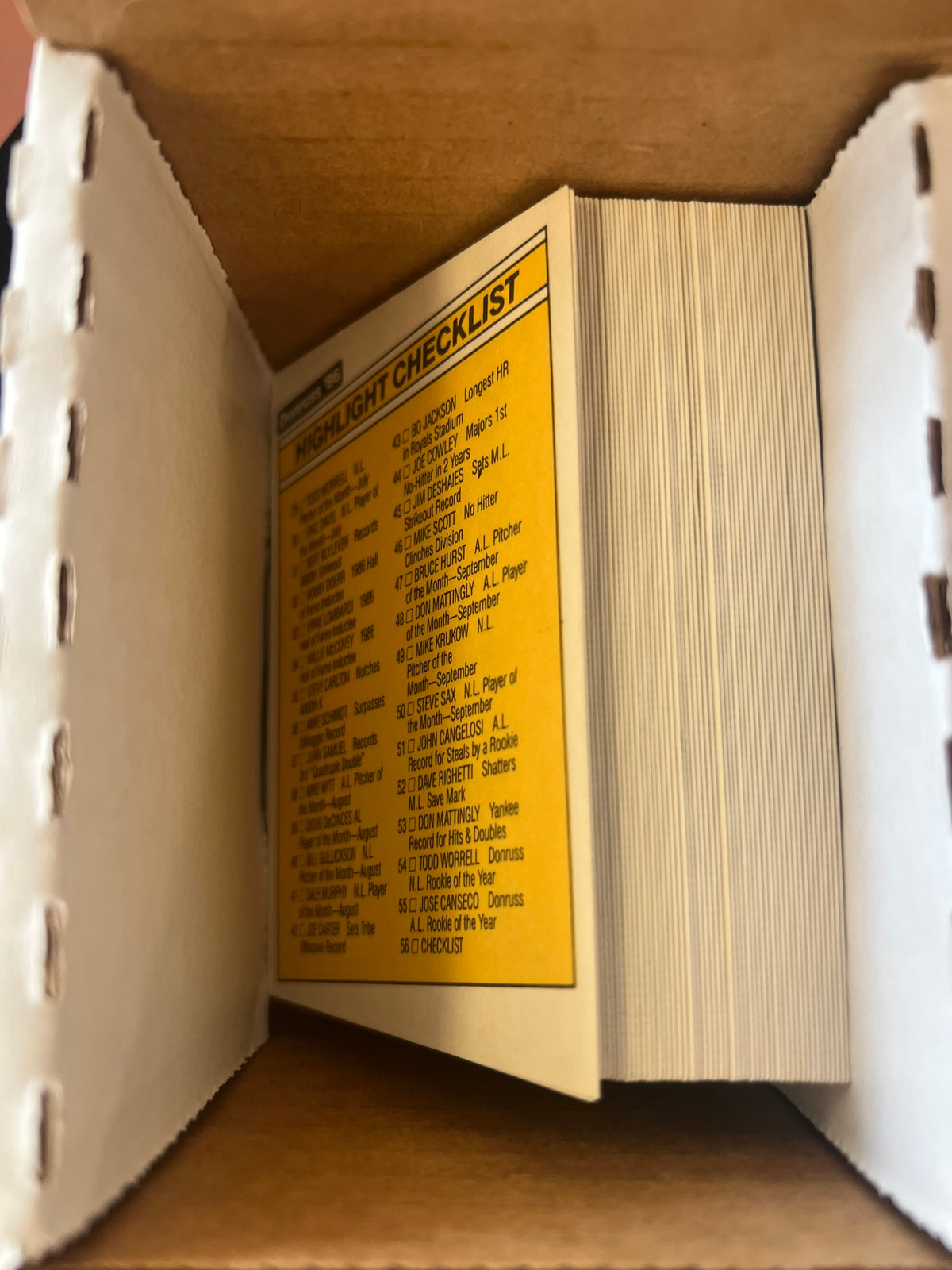 1986 Donruss Baseball Highlight Complete Set