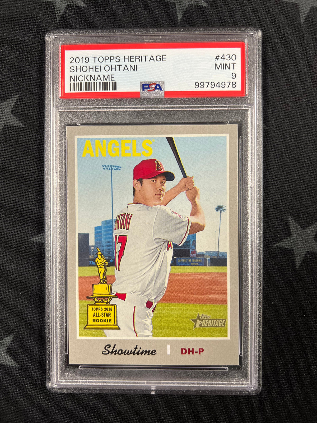 2019 TOPPS HERITAGE #430 SHOHEI OHTANI NICKNAME SHOWTIME PSA 9