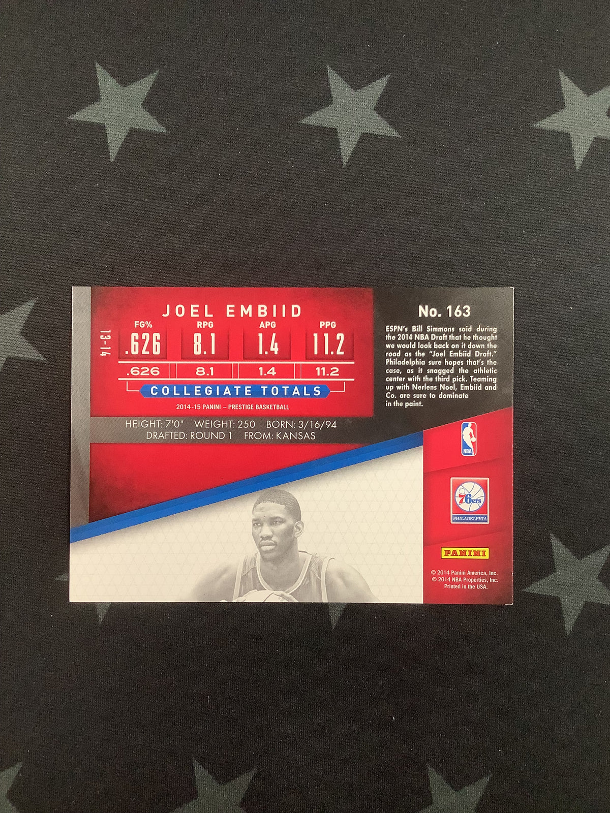 2014-15 Panini Prestige Joel Embiid Bonus Shots Blue #52/99 #163 Rookie RC