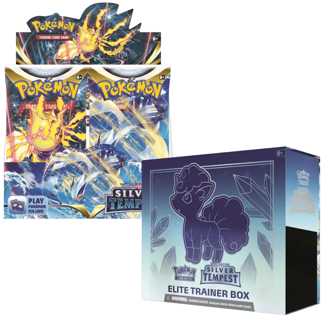 Pokemon Sword &amp; Shield Silver Tempest Booster Box and ETB Combo