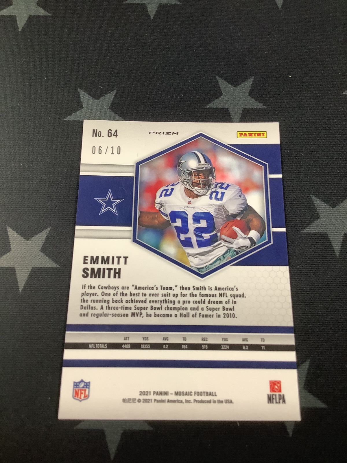 2021 Panini Mosaic Football Emmit Smith Pink Fluorescent Prizm /10