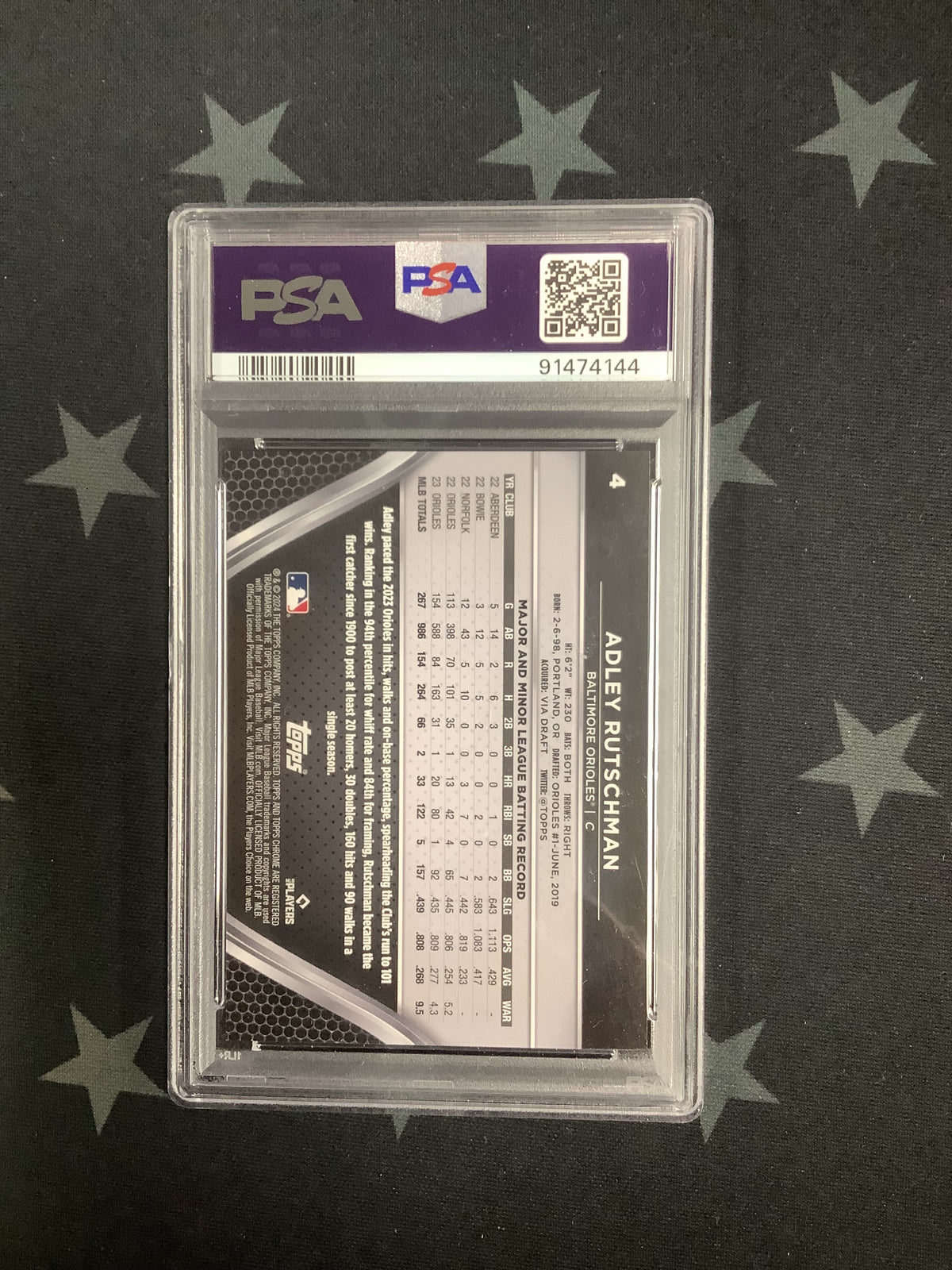 2024 Topps Chrome Black Adley Rutschman Orange #08/25 PSA 10