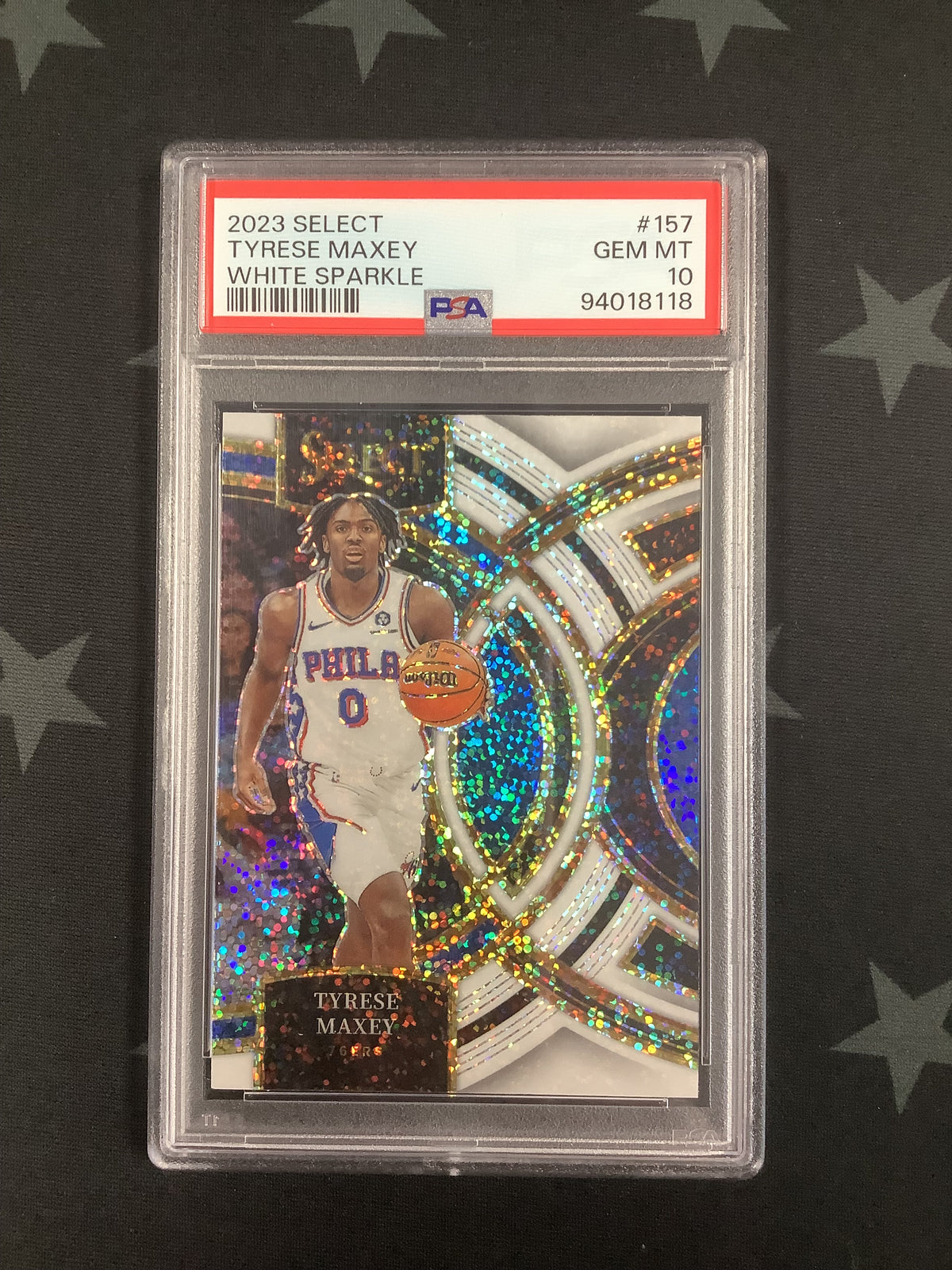 2023 PANINI SELECT BASKETBALL TYRESE MAXEY WHITE SPARKLE #157 PSA 10 GEM MINT