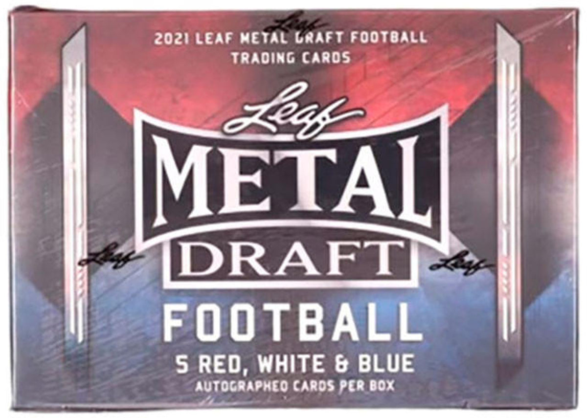 2022 Leaf Metal Draft Football 10 Red, White, and Blue Box Case