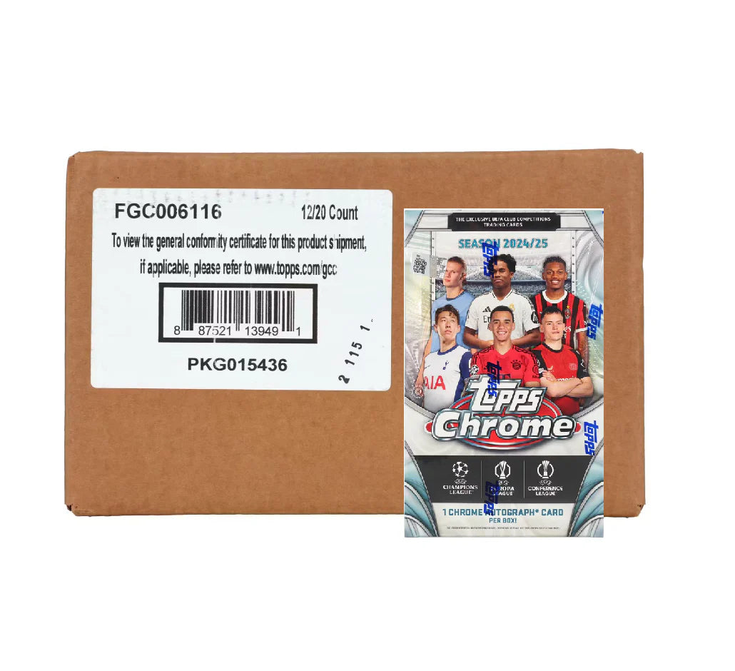 2024-25 Topps Chrome UEFA Club Competitions Soccer Hobby 12 Box Case