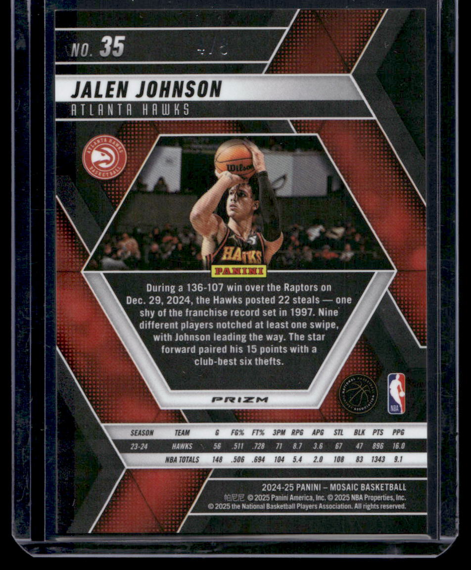 2024-25 Panini Mosaic Jalen Johnson #35 Gold Snakeskin Prizm /8 SSP