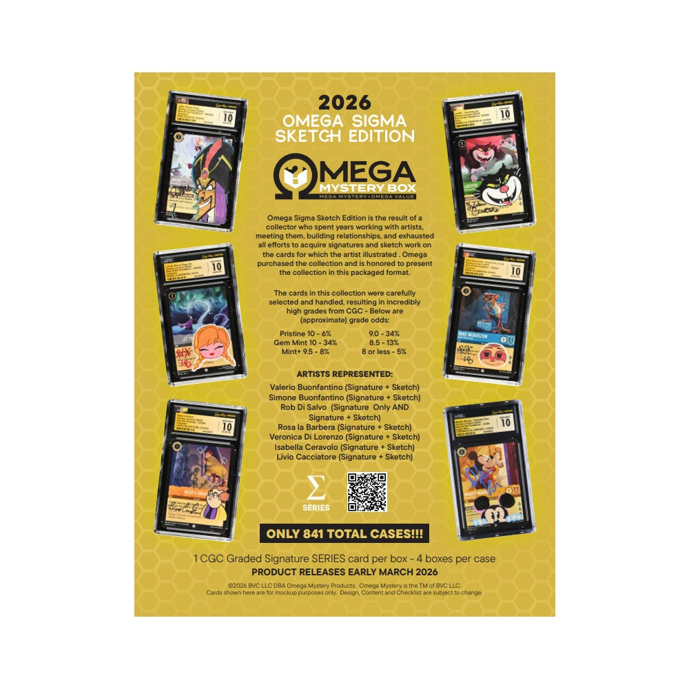 2026 Omega Mystery Box Sigma Sketch Edition Box (Lorcana Autographs & Sketches) 4-Box Case