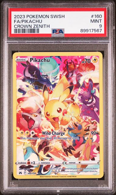 2023 POKEMON SWORD AND SHIELD CROWN ZENITH PIKCHU #160 PSA MINT 9