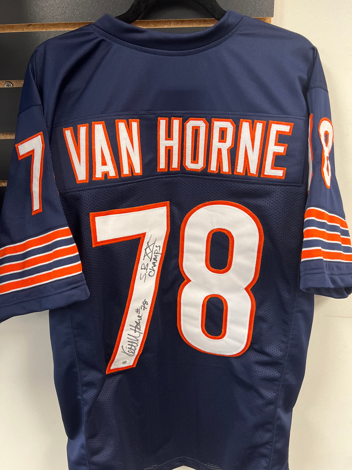 Keith Van Horne &quot;SB XX Champs&quot; Signed Custom Bears Jersey - JSA Certified