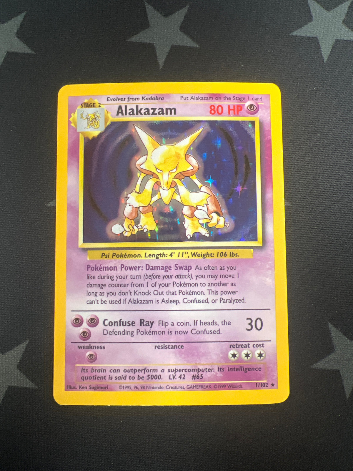 Alakazam Holo Pokemon Card (Base Set 1/102)