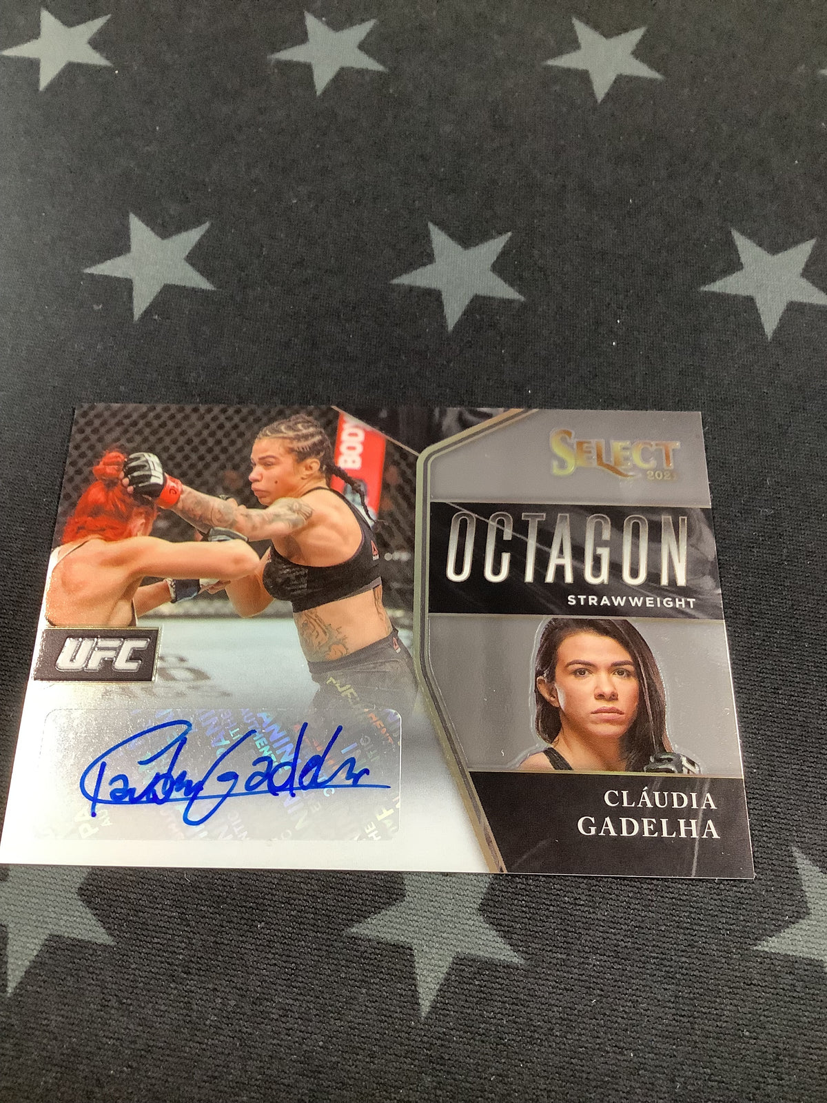 2020-21 CLAUDIA GADELHA SELECT UFC OCTAGON ACTION STRAWWEIGHT AUTO #49/249