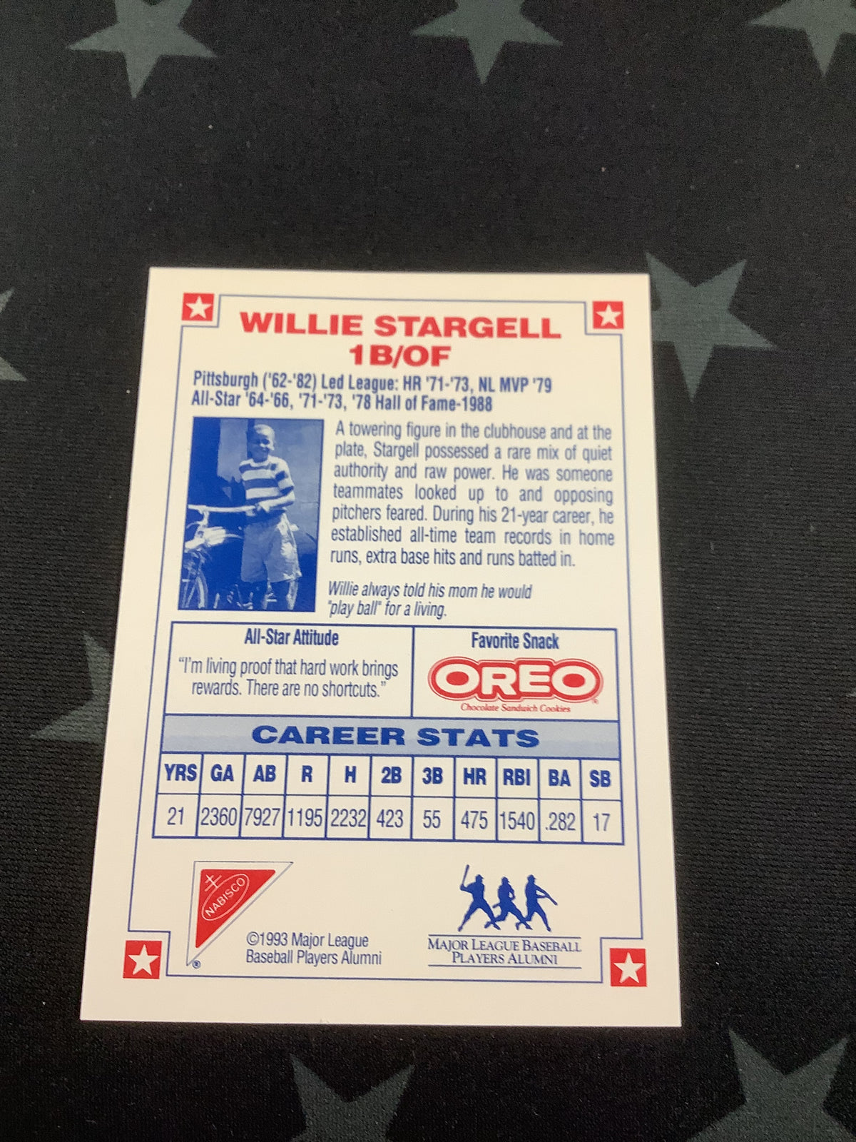 1993 All Star Autographs Willie Stargell w/ COA