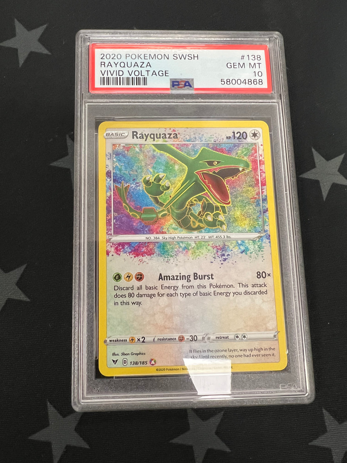 202 Pokemon SWSH Rayquaza 138/185 (Vivid Voltage) PSA 10 GEM MT