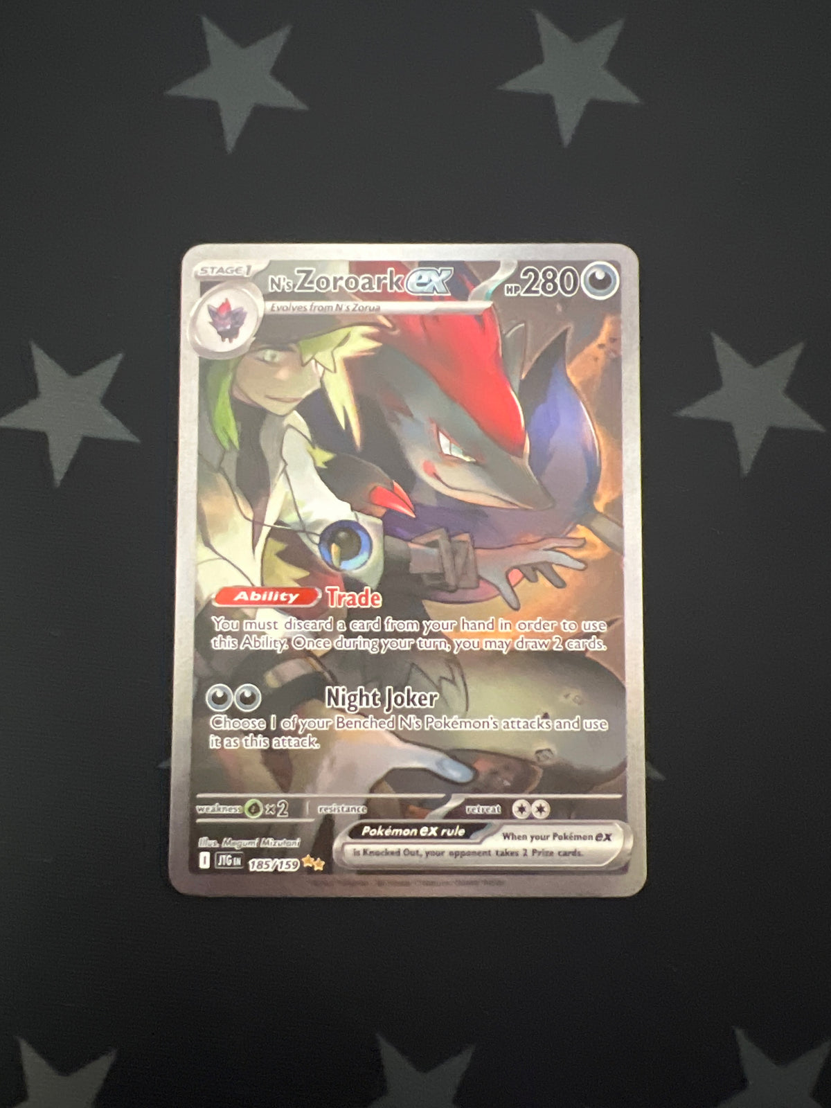 N&#39;s Zoroark ex Pokemon Card (Journey Together 185/159) Special Illustation Rare A2