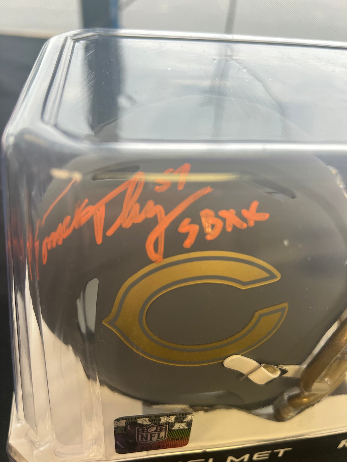Tom Thayer "SB XX" Signed Riddell Slate Mini Helmet - JSA Certified