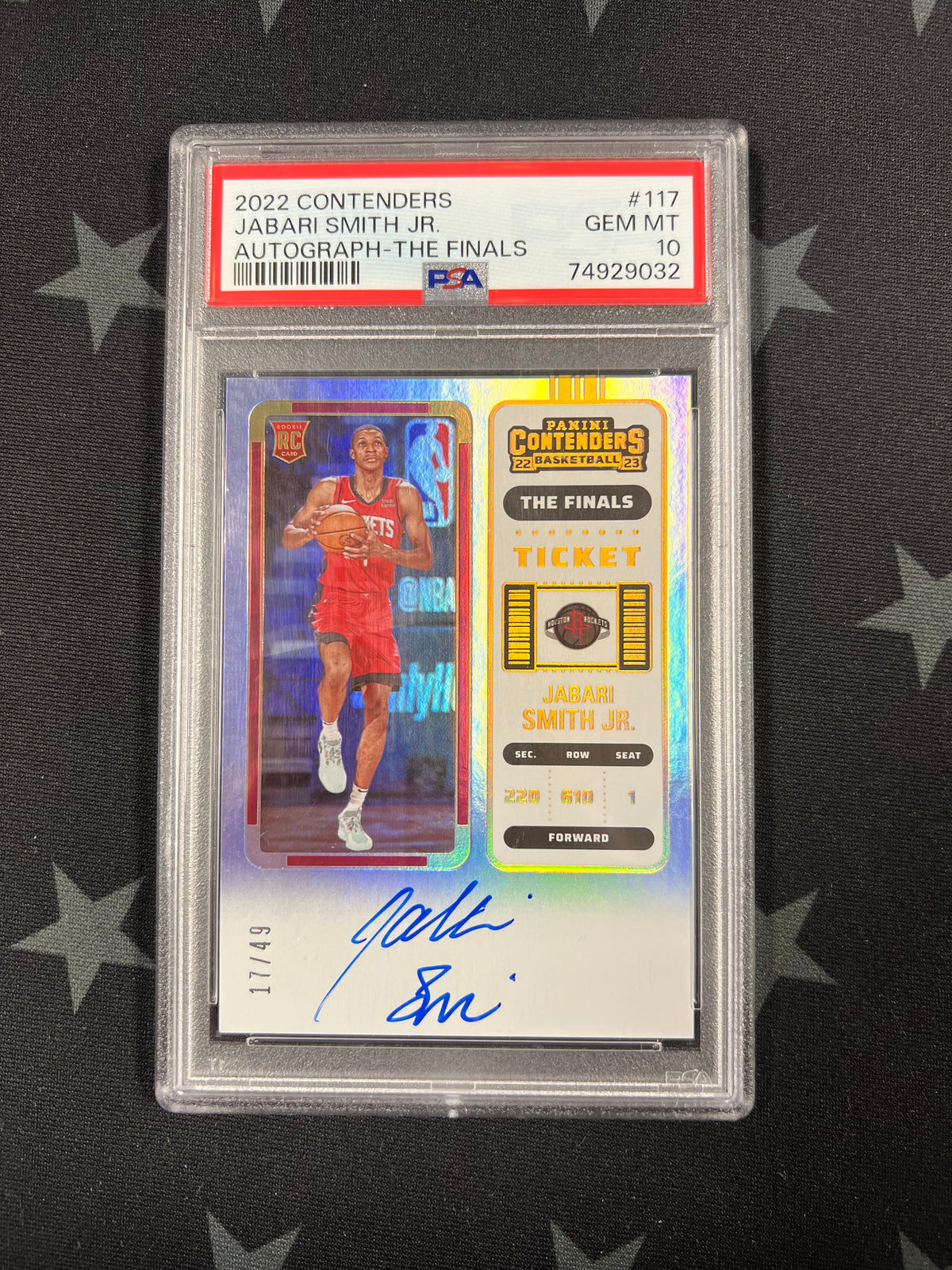 2022 PANINI CONTENDERS JABARI SMITH JR. THE FINALS AUTOGRAPH #17/49 PSA 10