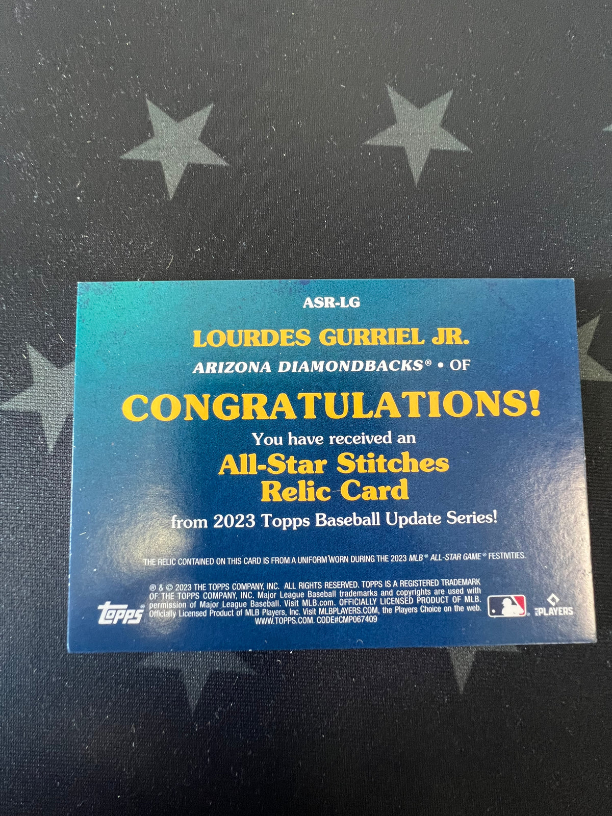 2023 Topps Update Lourdes Gurriel Jr. All-Star Stitches Relic /25