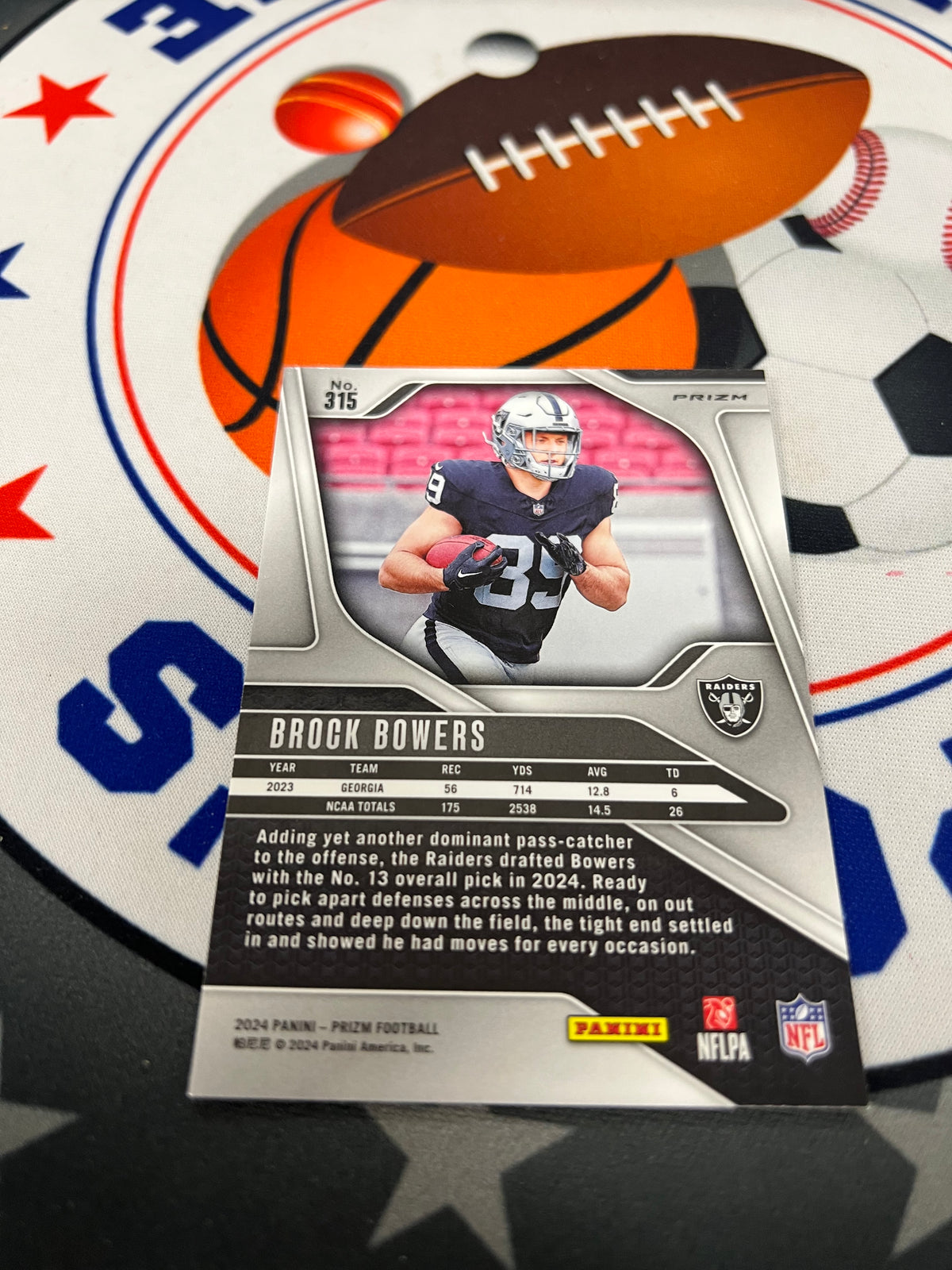 2024 Panini Prizm Football Brock Bowers Checkered Prizm Rookie 315
