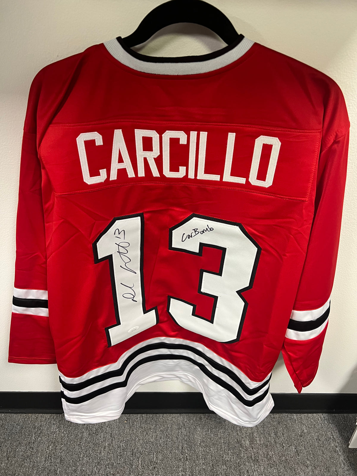 Daniel Carcillo Autographed Jersey "Car Bomb" Inscribed w/ JSA COA