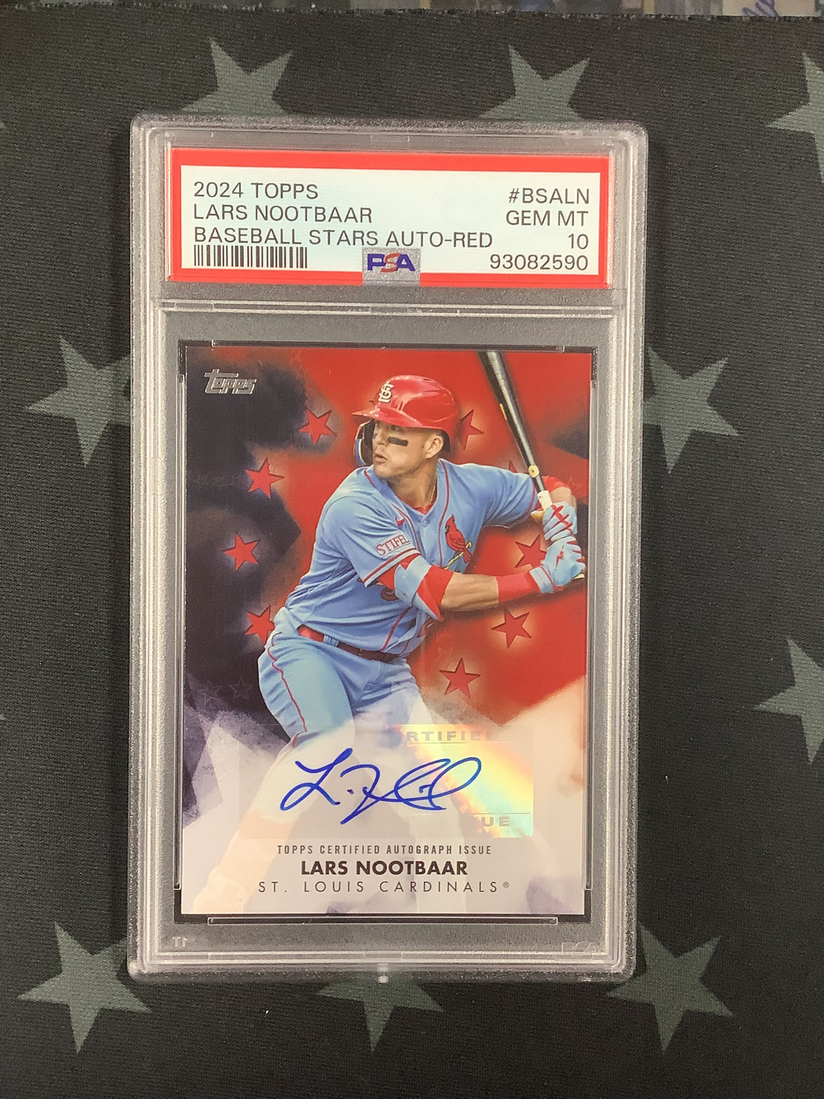 2024 TOPPS LARS NOOTBAAR BASEBALL STARS AUTO RED #14/25 PSA 10