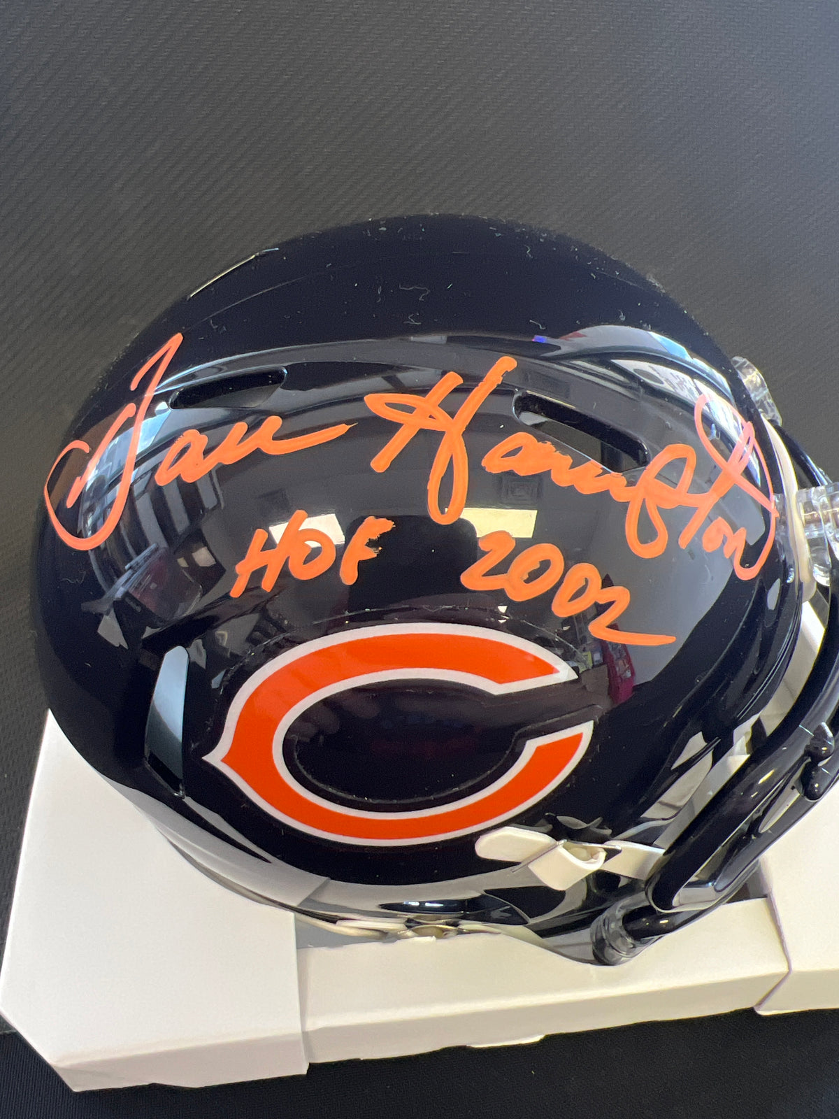 Dan Hampton &quot;HOF 2002&quot; Signed Riddell Mini Helmet - JSA Certified