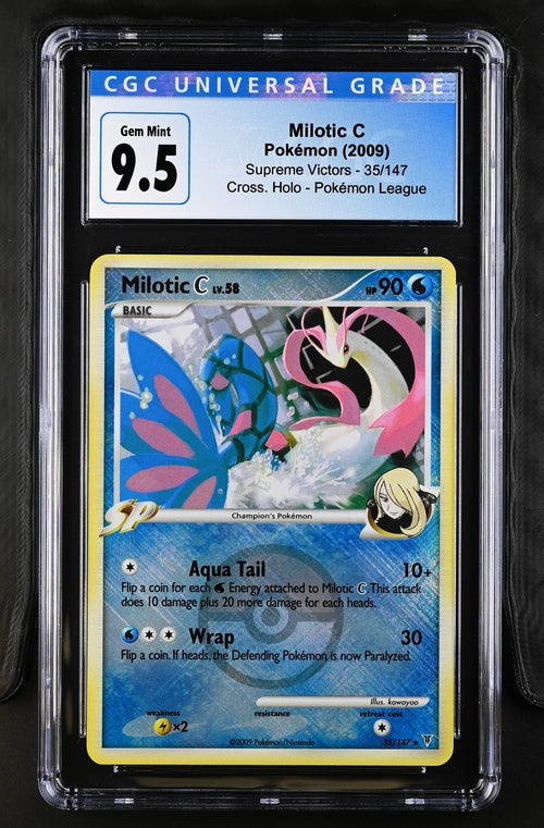 2009 POKEMON SUPREME VICTORS MILOTIC C CROSS HOLO POKEMON LEAGUE #35 CGC GEM MT 9.5