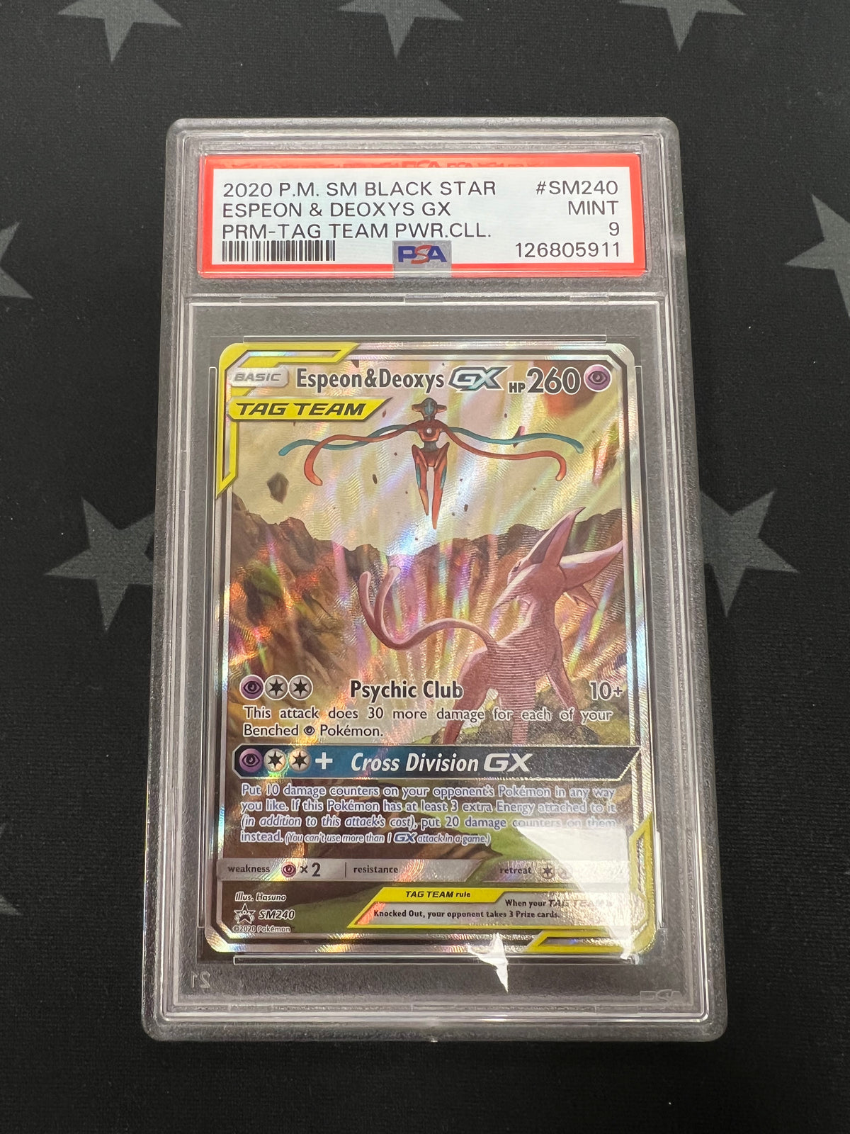 2020 Espeon &amp; Deoxys GX Tag Team SM240 (Black Star Promo) PSA 9 MINT
