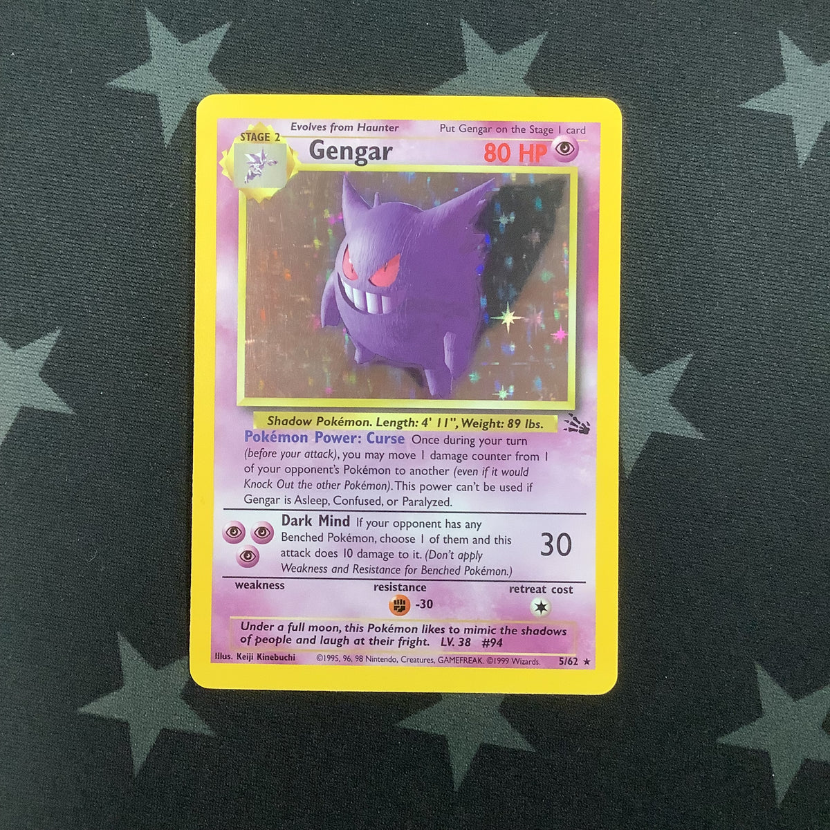 1999 Pokemon Gengar Holo Fossil 5/62