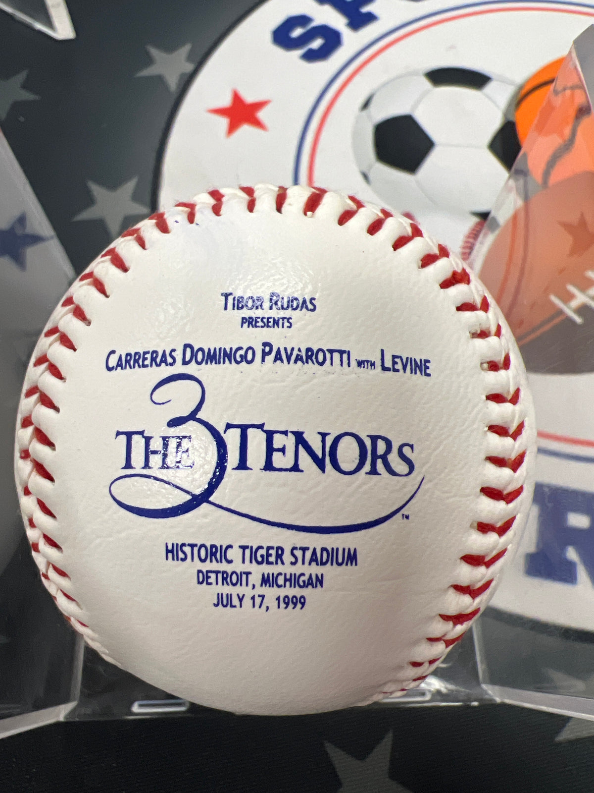 The Three Tenors 1999 Tiger Stadium Carreras-Domingo-Pavarotti Souvenir Baseball