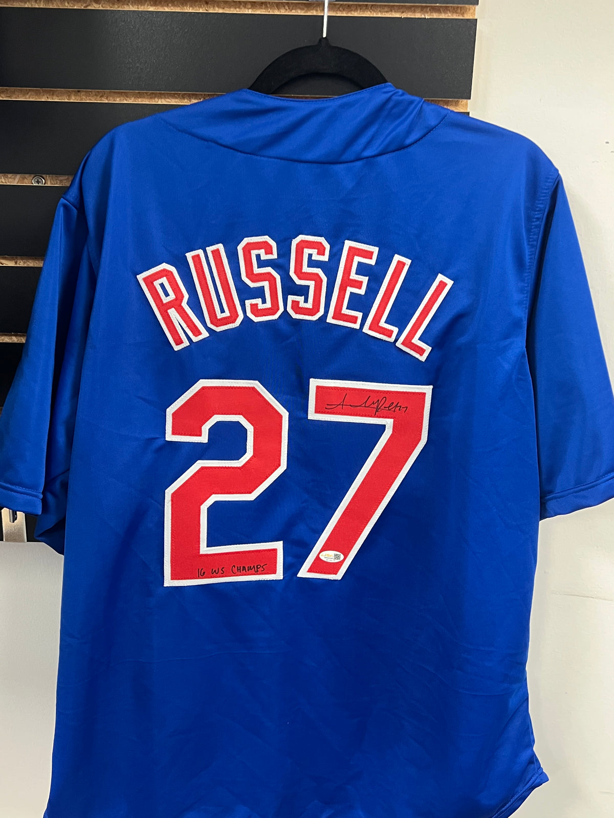 Addison Russell Autographed Away Baseball Jersey W/ Inscription JSA COA