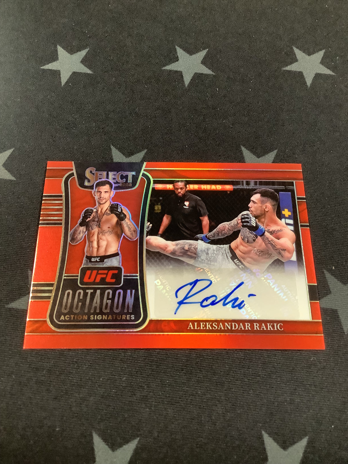 2022 PANINI SELECT UFC ALEKSANDAR RAKIC OCTAGON SIGNATURES RED AUTO /99