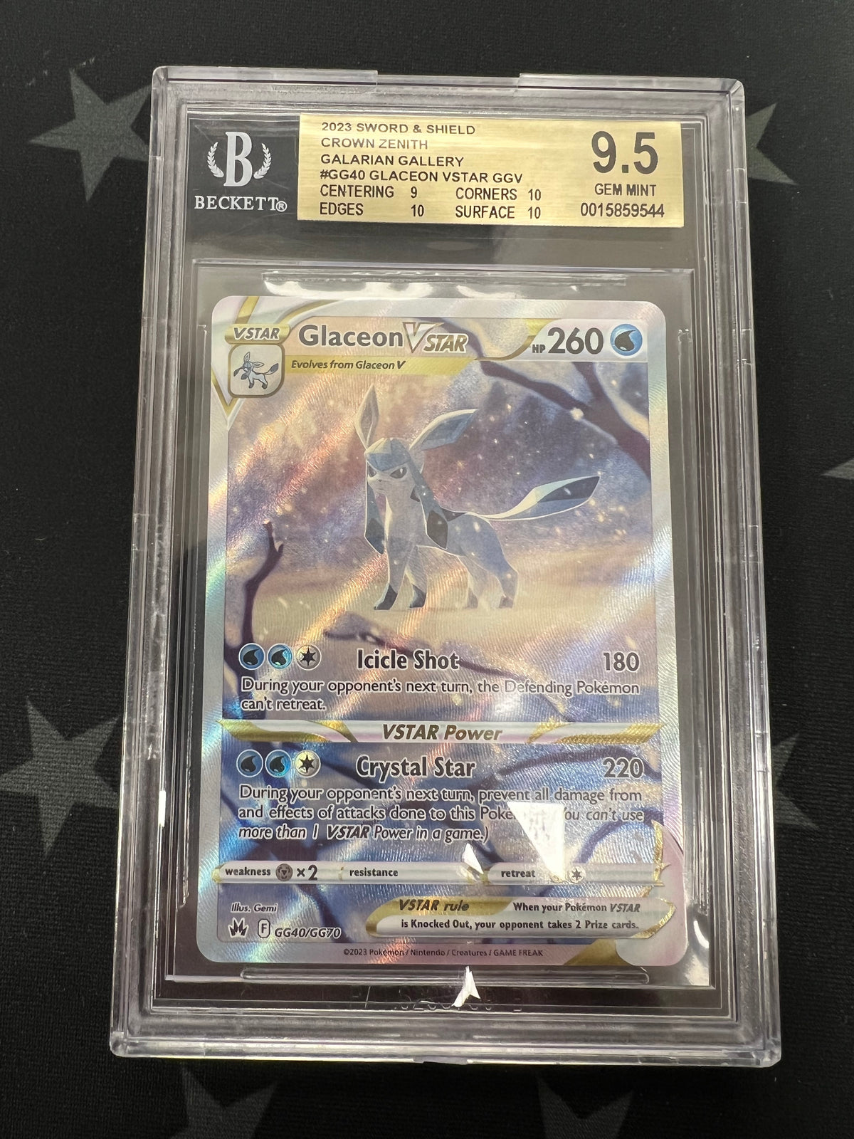 2023 Pokemon Glaceon VStar GG40/GG70 (SW&amp;SH) Beckett 9.5 GEM MINT