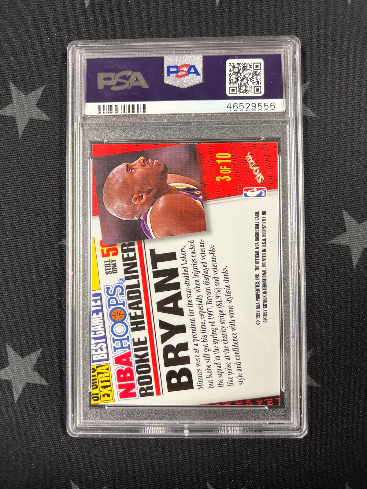 1997 Hoops Kobe Bryant #3 Rookie Headliner PSA 10 Gem Mint