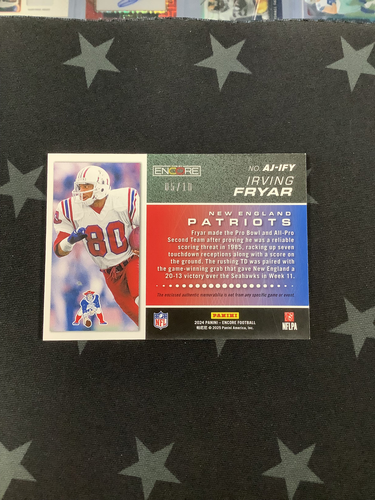2024 Panini Encore Irving Fryar Atomic Jersey 05/10 Patriots #AJ-IFY