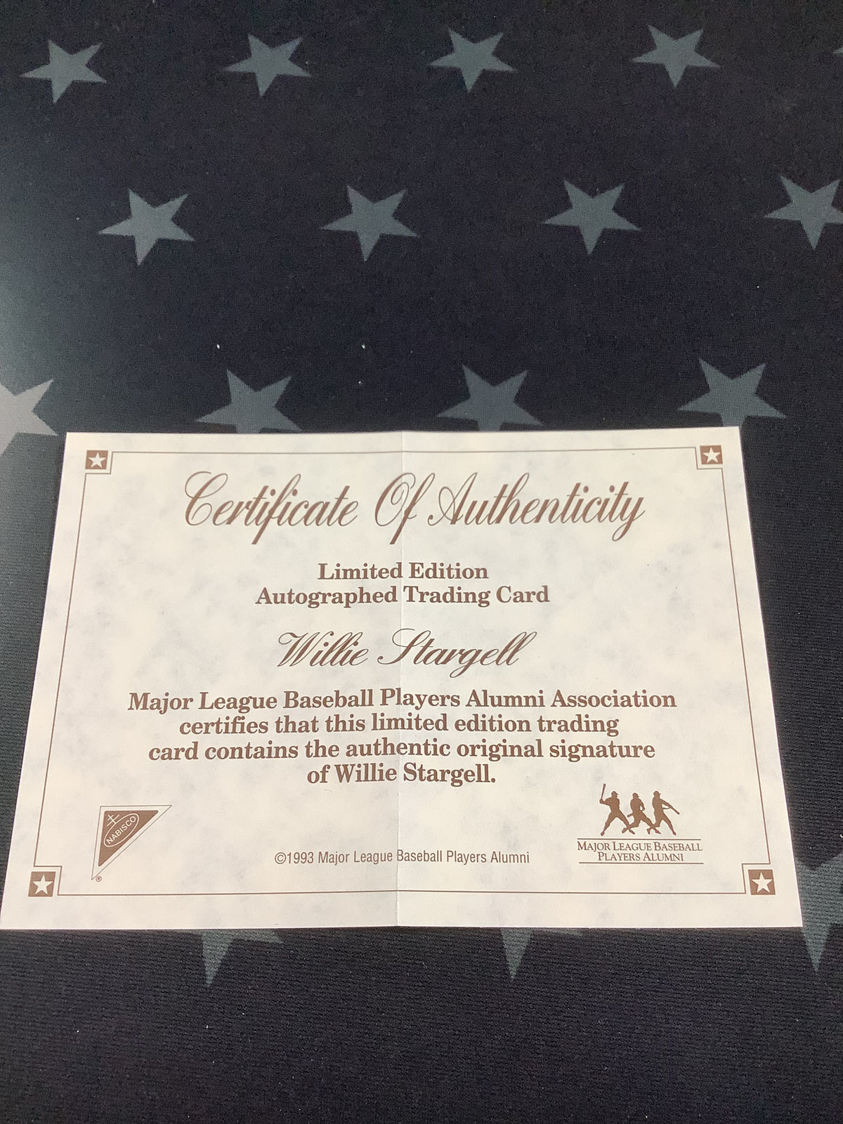 1993 All Star Autographs Willie Stargell w/ COA