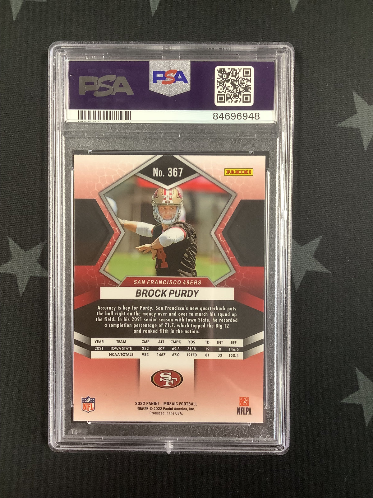 2022 PANINI MOSAIC BROCK PURDY ROOKIE #367 PSA 10 GEM MINT