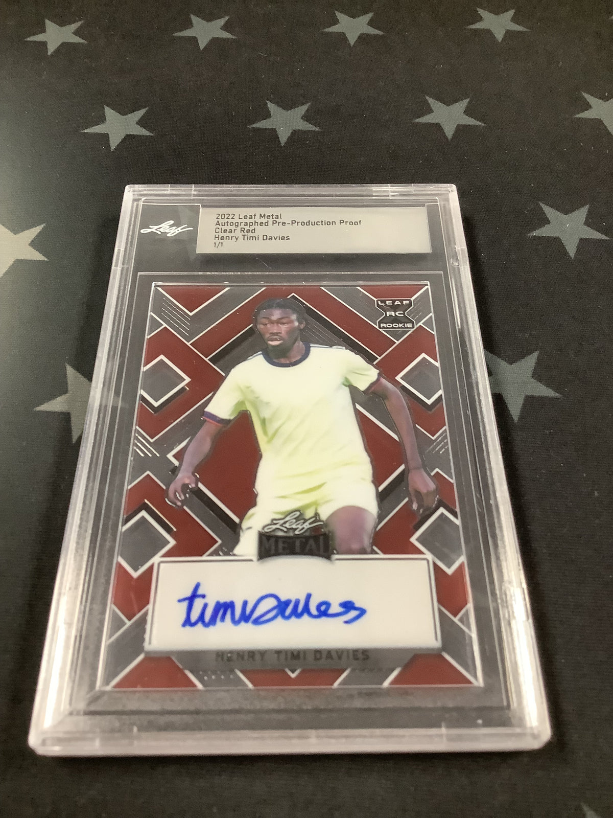 2022 LEAF METAL HENRY TIMI DAVIS 1/1 AUTO PROOF CLEAR RED