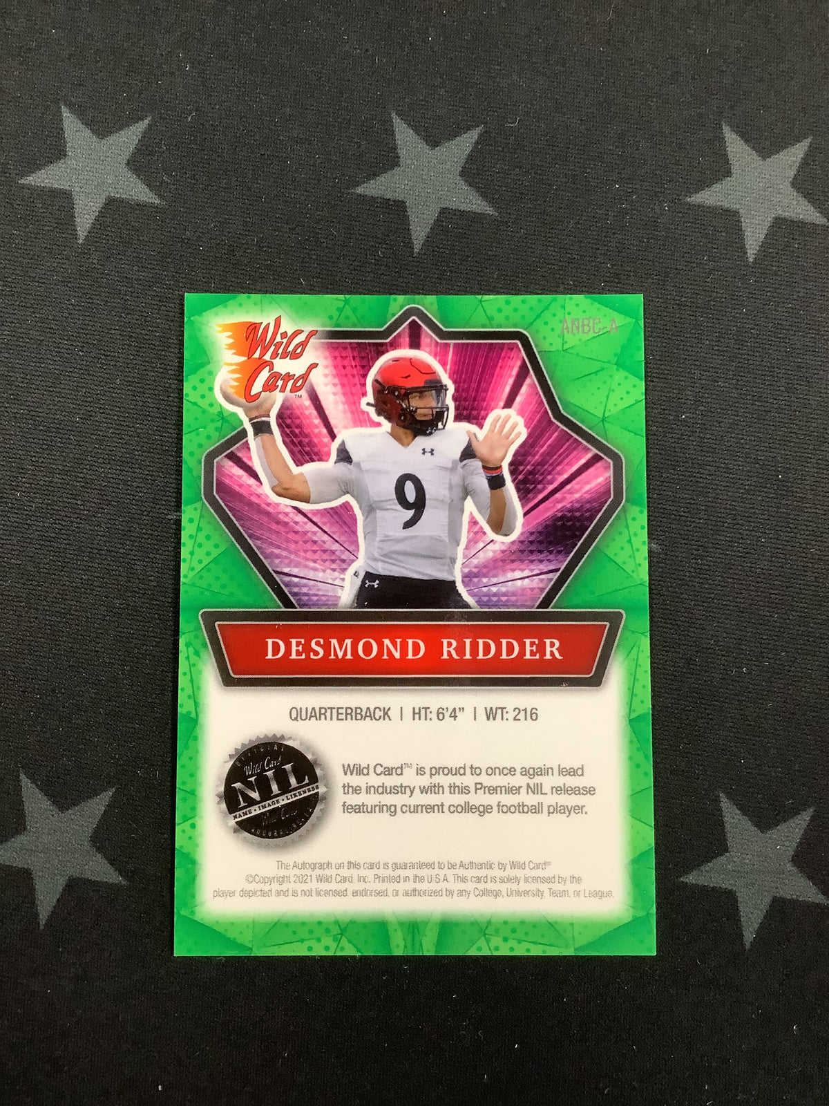 2021 WILD CARD ALLUMINATION FOOTBALL DESMOND RIDDER GREEN HOLO-LUX #ANBC-A /20