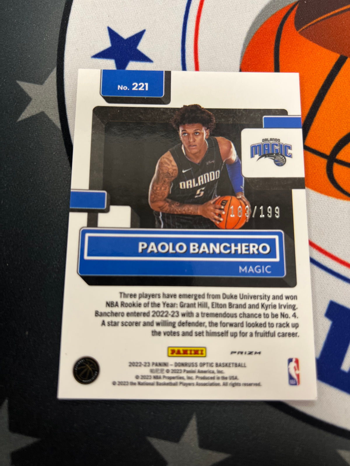 2022/23 Donruss Optic Basketball Paolo Banchero Orange /199 Rated Rookie